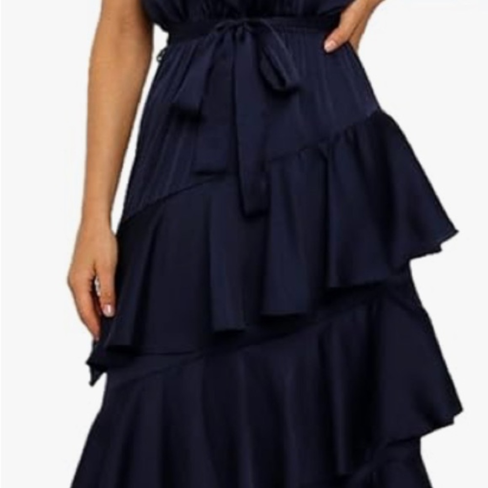 Elegant Navy Ruffle Dress